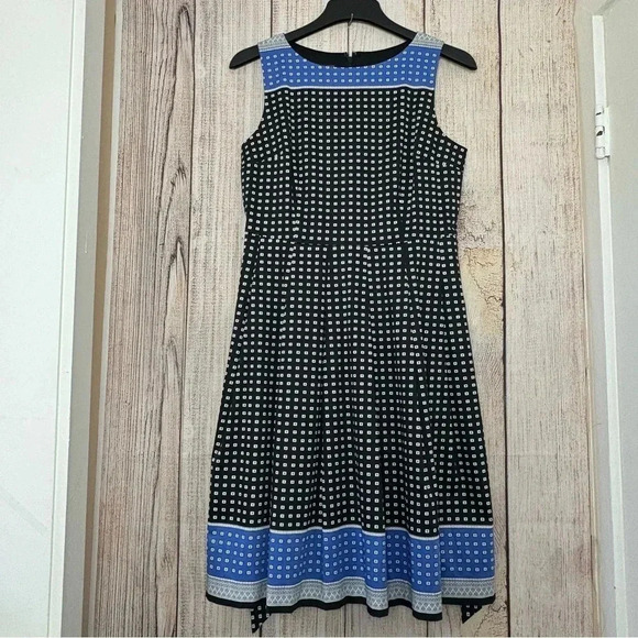 Talbots Womens Geo Print Fit & Flare Sleeveless Dress size 10 - Picture 3 of 14